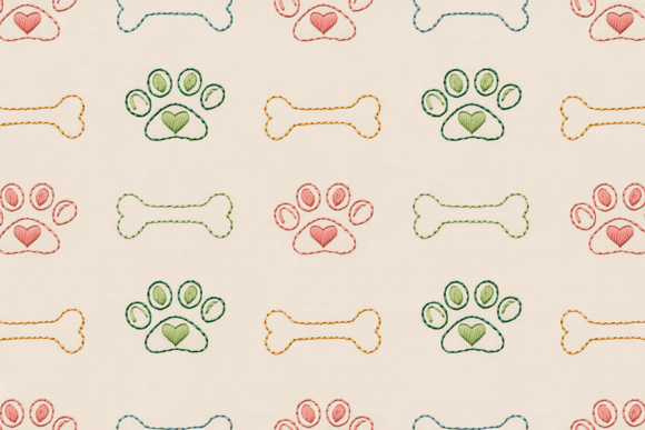 Cute Dog Paw and Bone Embroidery Pattern Review