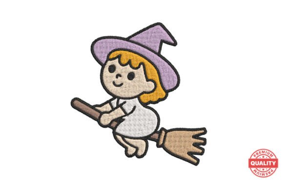 Cute Witch on Broom Embroidery Design Review