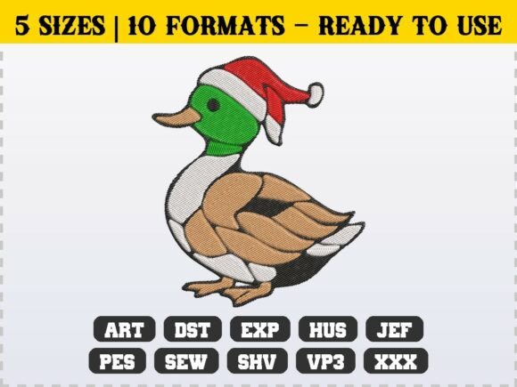 Funny Christmas Duck Holiday Embroidery