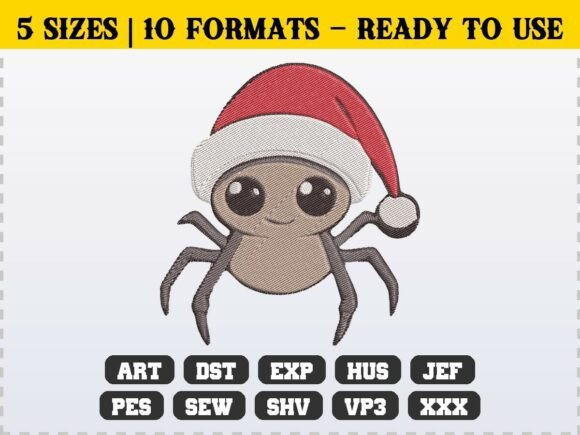 Funny Quirky Christmas Spider Embroidery