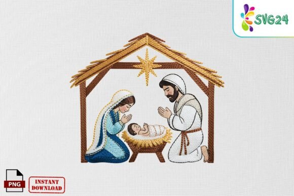 Nativity Scene Embroidery PNG for Meaningful Gifts